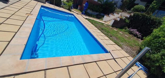 Slimline lap pool on a timber deck