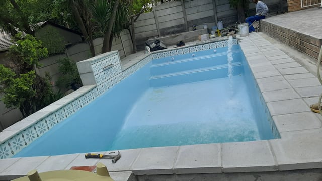 Plaster complete, turf surround laid, Cape Town